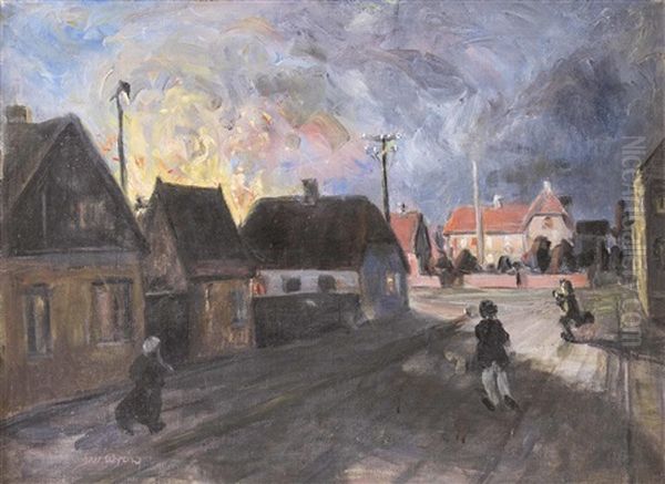 Brand In Einem Dorf Oil Painting by Jan Wydra