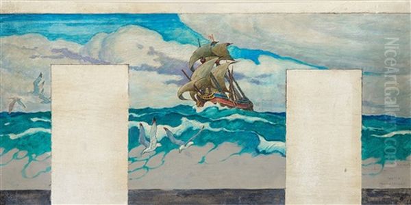 Study For The Coming Of The Mayflower Oil Painting by N.C. Wyeth