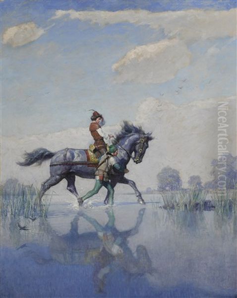 So The Change Was Made, And They Went Forward As Briskly As They Durst On The Uneven Causeway (crossing The Fens) Oil Painting by N.C. Wyeth