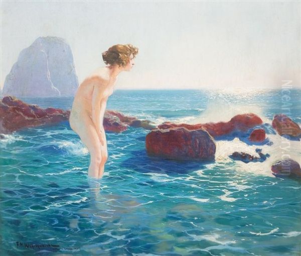 Motyw Z Capri Oil Painting by Feliks Michal Wygrzywalski