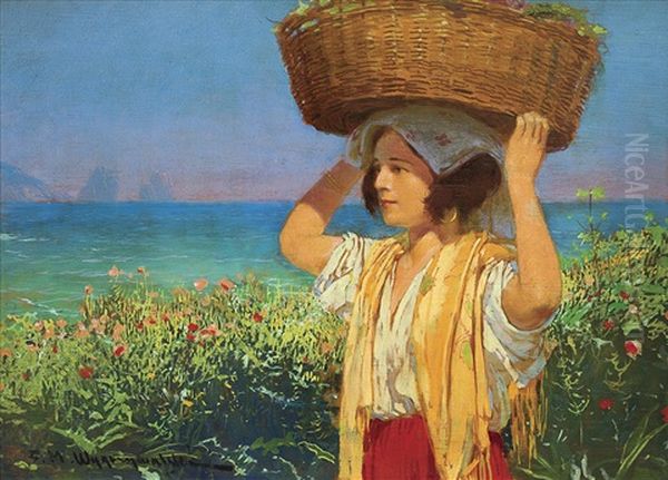 A Girl Form Capri Oil Painting by Felix Michal Wygrzywalski