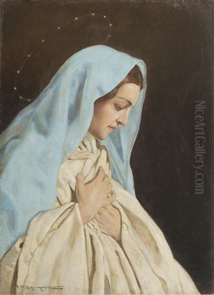 Mary Crowned With 12 Stars Oil Painting by Felix Michal Wygrzywalski