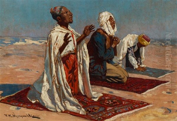 Prayers Bedouin Desert Oil Painting by Felix Michal Wygrzywalski