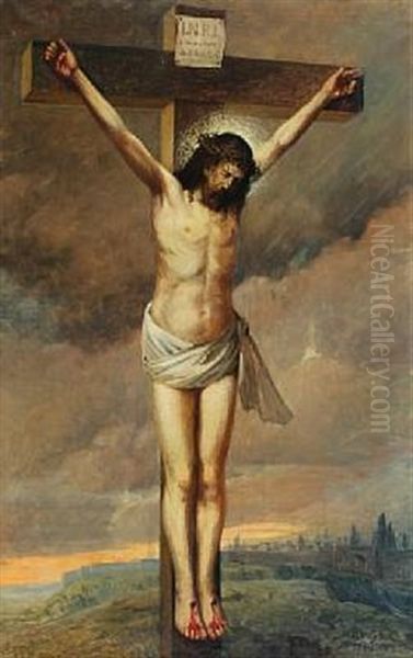 Christ On The Cross Oil Painting by Niels Andersson Wyke