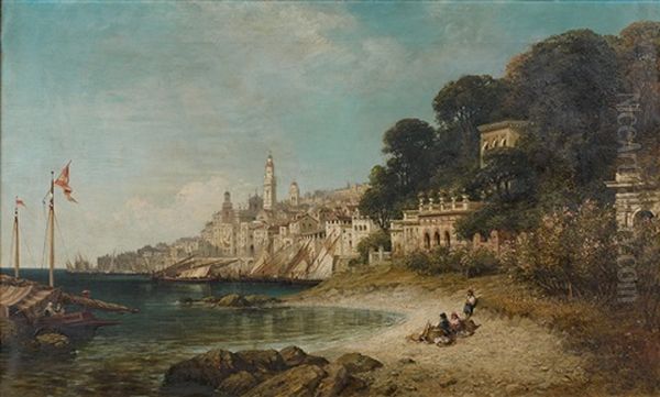 Vue De La Ville De Menton Oil Painting by William Wyld