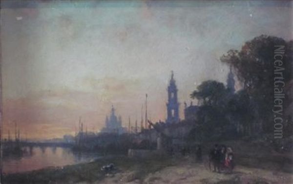 View Of Dresden, Evening Oil Painting by William Wyld