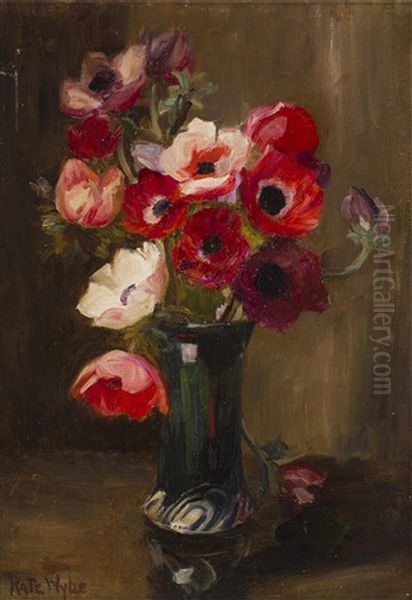 Vase With Red Flowers Oil Painting by Kate Wylie