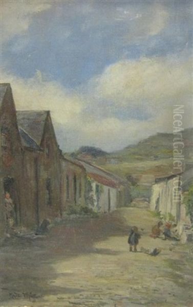 On A Village Street Oil Painting by Kate Wylie