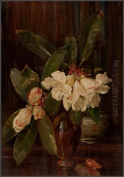 Flowers In A Vase Oil Painting by Kate Wylie