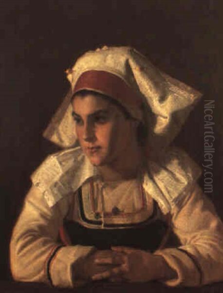 Portrait Of A Roman Girl Oil Painting by Robert Wylie