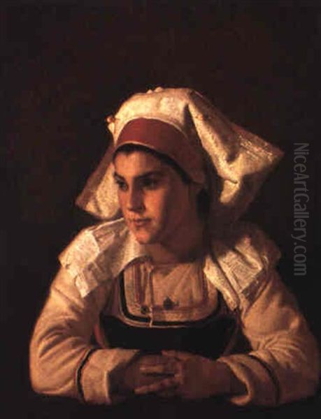 Portrait Of A Roman Girl Oil Painting by Robert Wylie