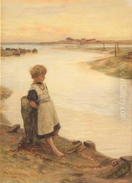 Waiting For Father Oil Painting by Charles William Wyllie