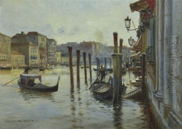 Venetian Canal Oil Painting by Charles William Wyllie