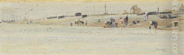 Fisherwomen On A Beach Oil Painting by William Lionel Wyllie