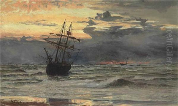 The Sea-beach After A Storm - Time, Dawn Oil Painting by William Lionel Wyllie