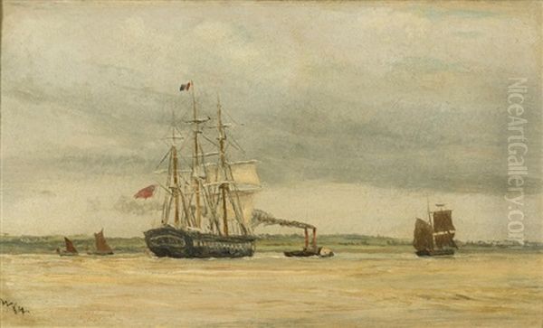 On The Medway [a Pair] Oil Painting by William Lionel Wyllie