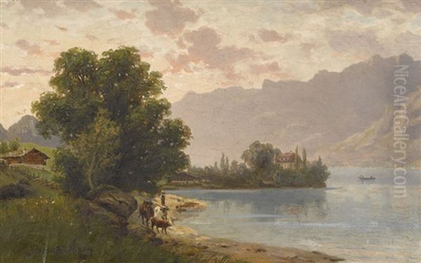 Sommerliche Seeuferpartie Oil Painting by Karl Christian Wymann Mory