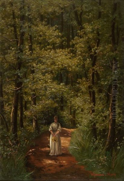 Junge Frau Im Sommerwald Oil Painting by Karl Christian Wymann Mory