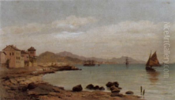 Partie An Der Italienischen Riviera Oil Painting by Karl Christian Wymann Mory