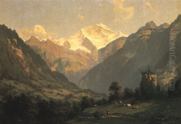 Das Lauterbrunnental Oil Painting by Karl Christian Wymann Mory