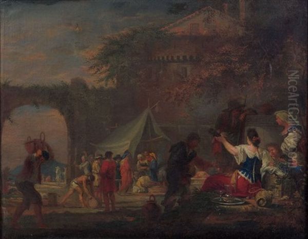 Scene Animee A L'entree D'une Ville Oil Painting by Domenicus van (Ascanius) Wynen