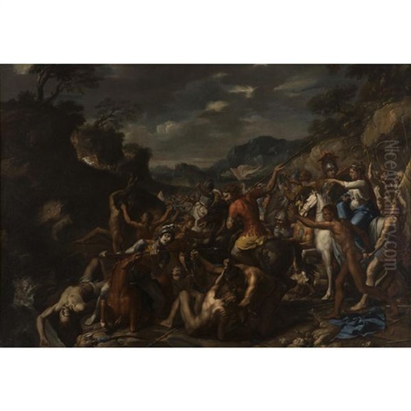 La Bataille De Tomyris Contre Cyrus Oil Painting by Domenicus van (Ascanius) Wynen