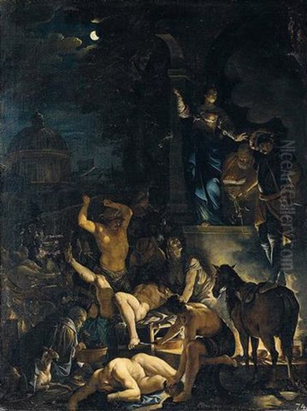 A Scene Of Witchcraft Oil Painting by Domenicus van (Ascanius) Wynen