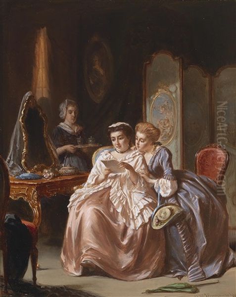 Der Brief Oil Painting by Petrus Theodorus Van Wyngaerdt