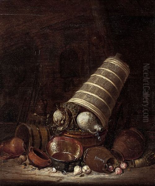 Nature Morte Aux Choux Et Aux Cuivres Oil Painting by Dirck Wyntrack