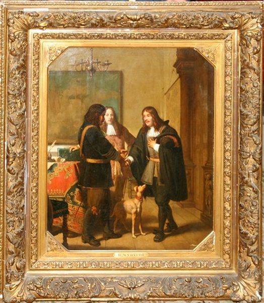 Three Gentlemen: Dutch Oil Painting by Barend Wynveld