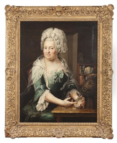 Portrait De Femme Au Cabinet De Curiosite by Johann Melchior Wyrsch