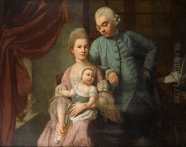 Portrait Of A Family Seated In An Interior by Johann Melchior Wyrsch