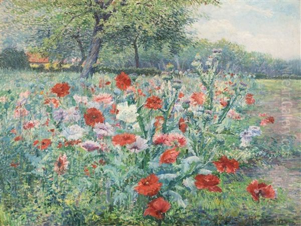 Coin De Jardin - Corner Of A Garden (1903) Oil Painting by Juliette Wytsman