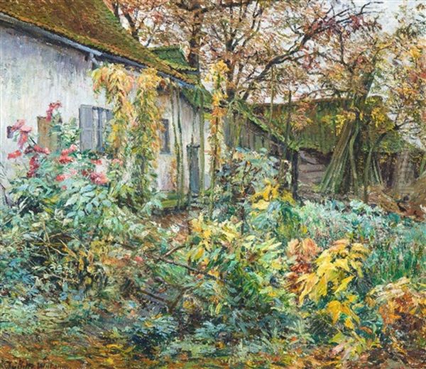 Jardin Fleuri Pres De La Ferme Oil Painting by Juliette Wytsman