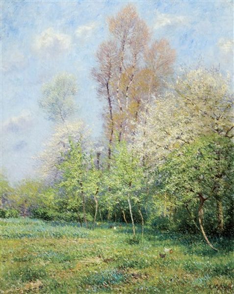 Flowering Cherry Trees Oil Painting by Rodolphe Paul Wytsman