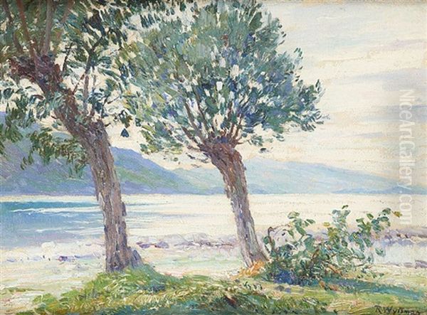 Les Saules Tetards Au Bord Du Lac Du Bourget Oil Painting by Rodolphe Paul Wytsman