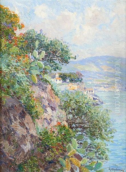 Rocher Fleuri A Funchal Madere Janvier 1914 Oil Painting by Rodolphe Paul Wytsman