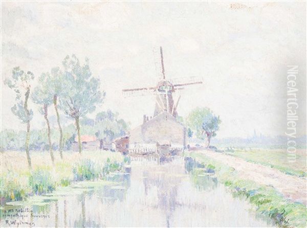 View Of A Mill Farm In Kralingen Oil Painting by Rodolphe Paul Wytsman