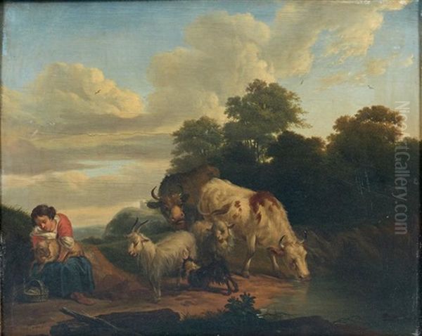 Bergere Et Troupeau Oil Painting by Franciscus Xavery