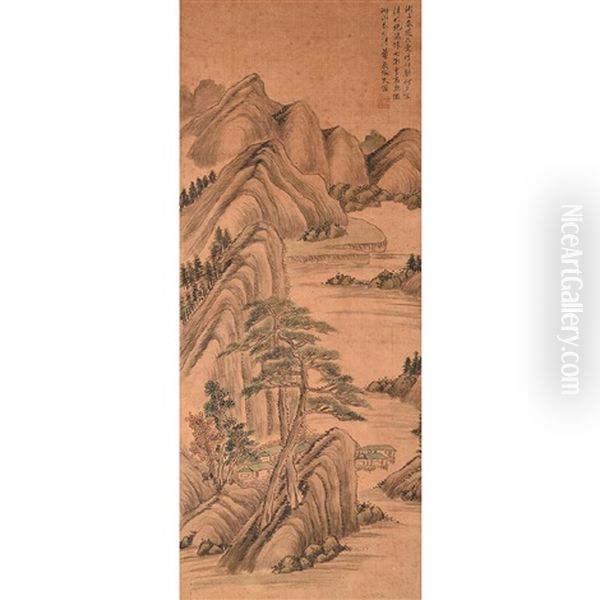 Landscape Hanging Scroll Oil Painting by  Xi Gang