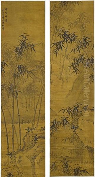 Bamboo (pair) Oil Painting by  Xia Chang