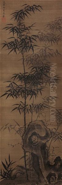 Bamboo And Rock Oil Painting by  Xia Chang