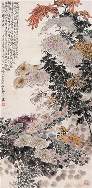 Chrysanthemum Oil Painting by  Xie Gongzhan