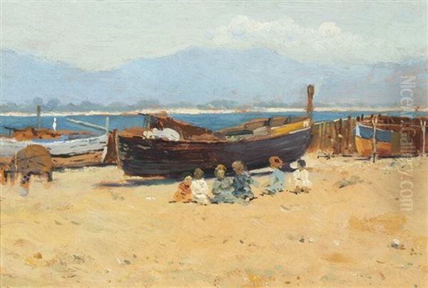 The Beach At Terracina Oil Painting by Bruno Ximenes