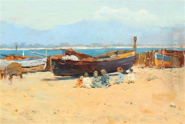 The Beach At Terracina Oil Painting by Bruno Ximenes