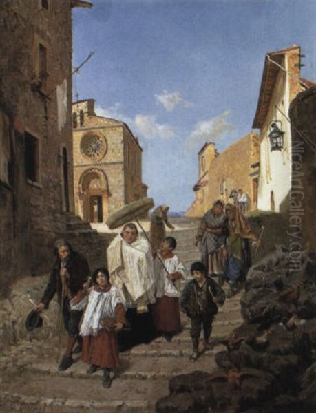 The Midday Procession Oil Painting by Ettore Ximenes