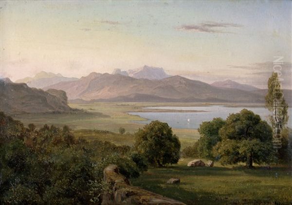 Bayrische Voralpenlandschaft Oil Painting by Wilhelm Ferdinand Xylander