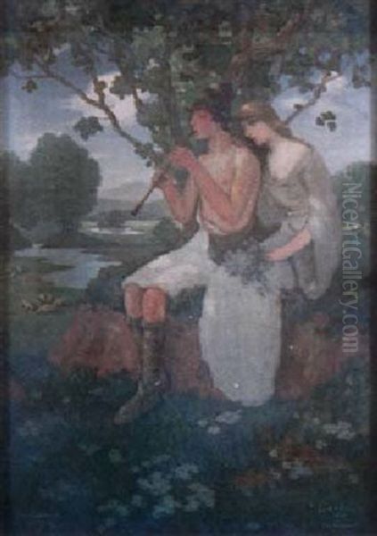 A Shepherd And His Maiden Oil Painting by Lutfi D. Yacobian