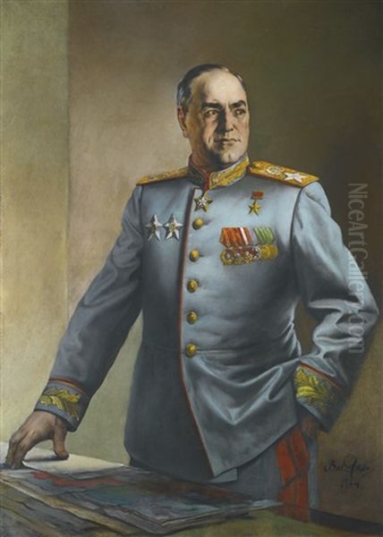 Portrait Of Marshal Zhukov by Vasili Nikolaevich Yakovlev