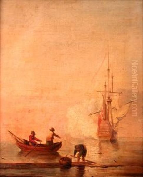 Hauling The Nets Oil Painting by Charles Brooking